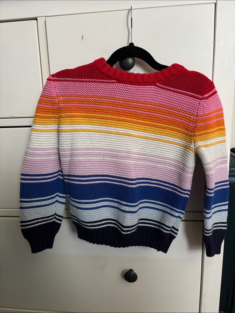 Old Navy Multicolor Striped Crewneck Sweater - Red, Pink, Yellow, Blue, White